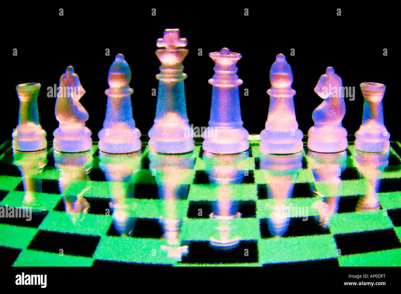painterly image of chess board and pieces Stock Photo