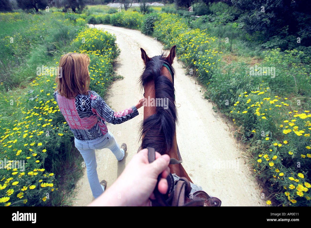 Horse riding in the countryside in Cyprus Stock Photo Alamy