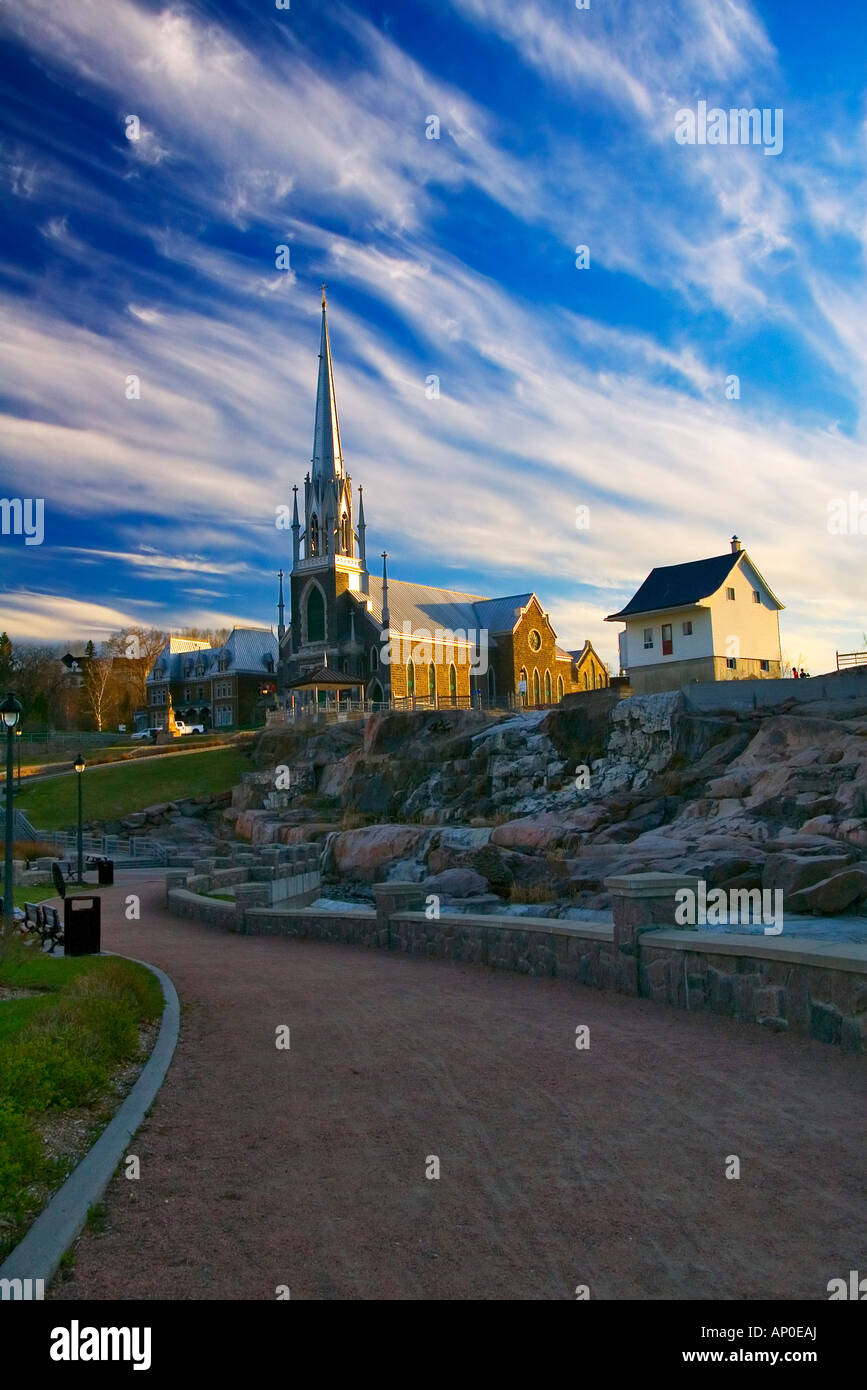 Sacre Coeur church and small white house of 1996 Saguenay flood Stock