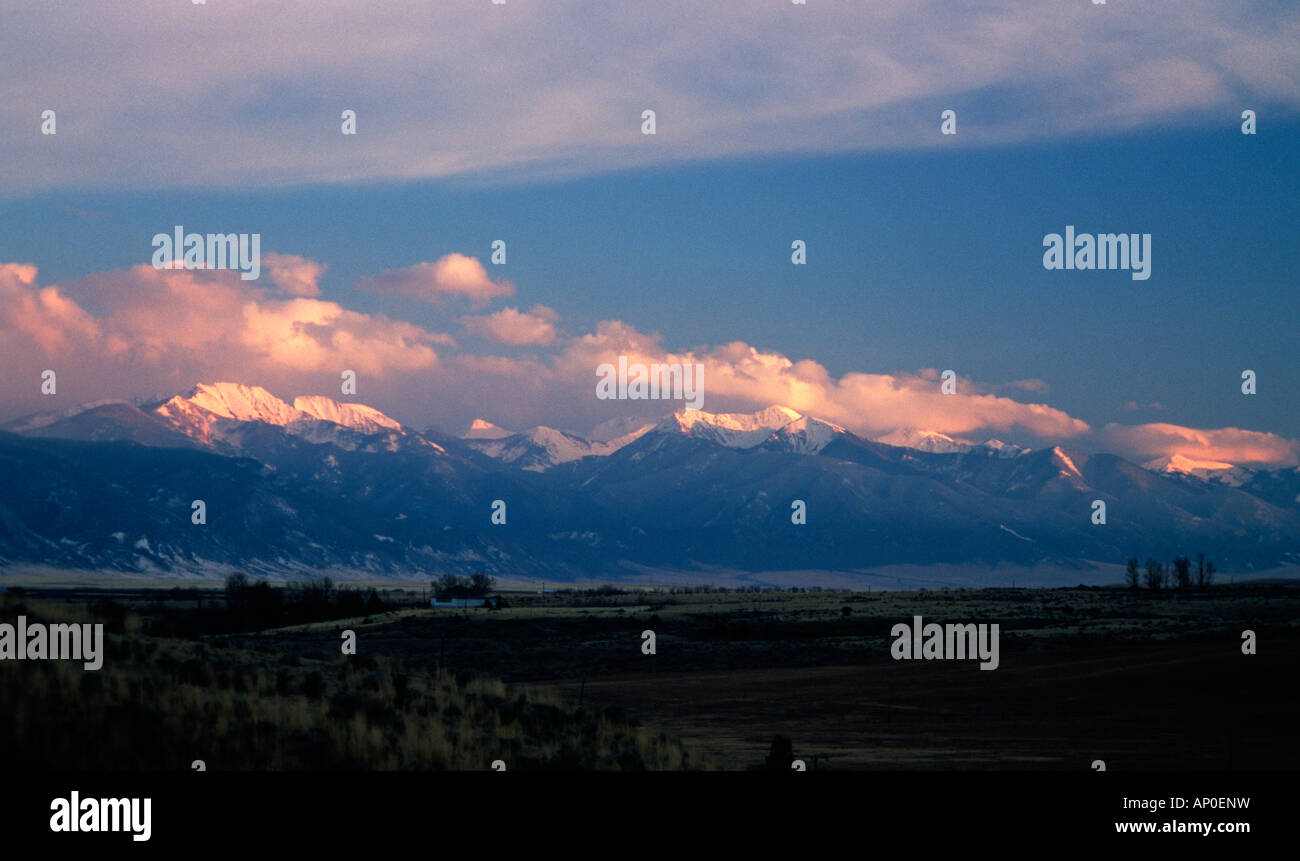 The Tobacco Root Mountains near Bozeman Montana in early spring Stock Photo