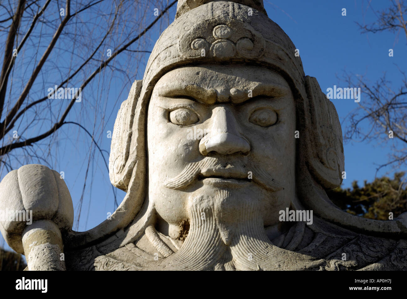 Stone General on Sacred Way of Ming Tombs Shisanling in Beijing, China. 16 Jan 2008 Stock Photo