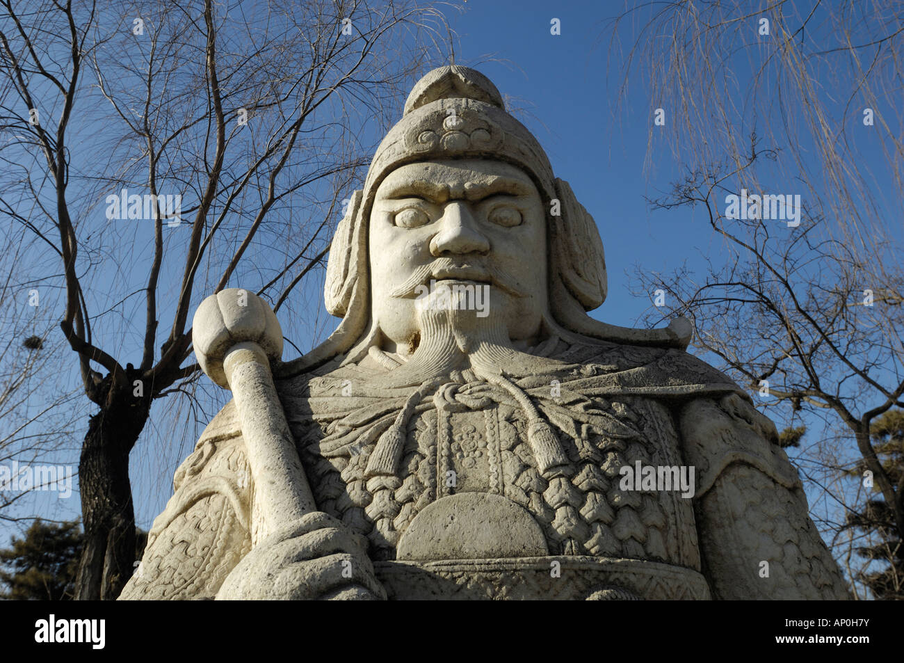 Stone General on Sacred Way of Ming Tombs Shisanling in Beijing, China. 16 Jan 2008 Stock Photo