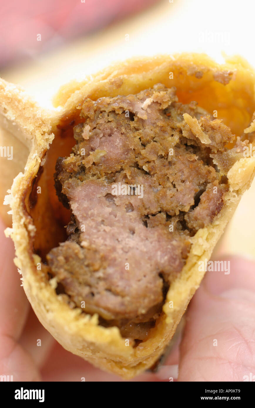 half eaten minced lamb Cornish Pasty Stock Photo - Alamy