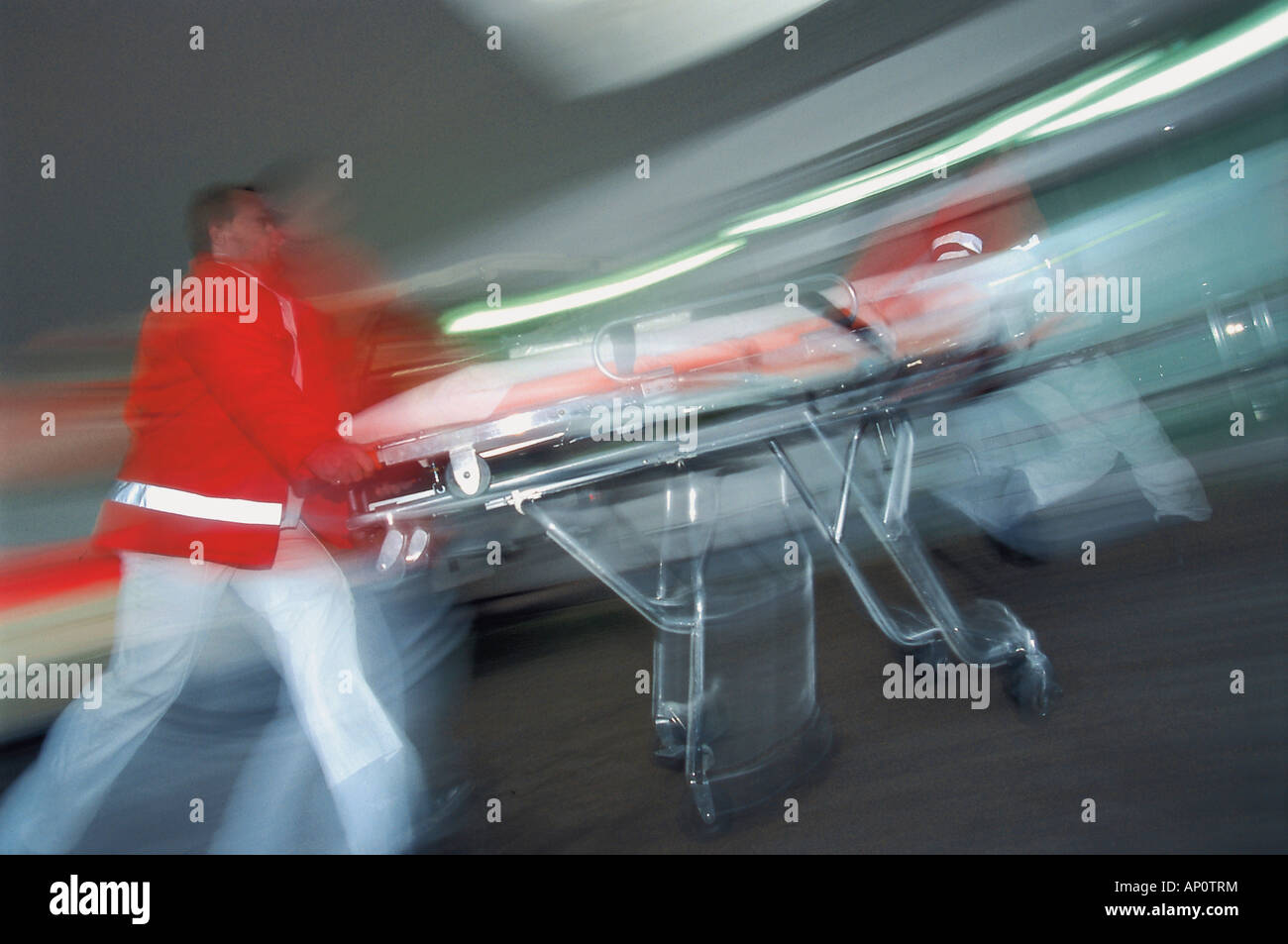 Medic with stretcher Stock Photo Alamy