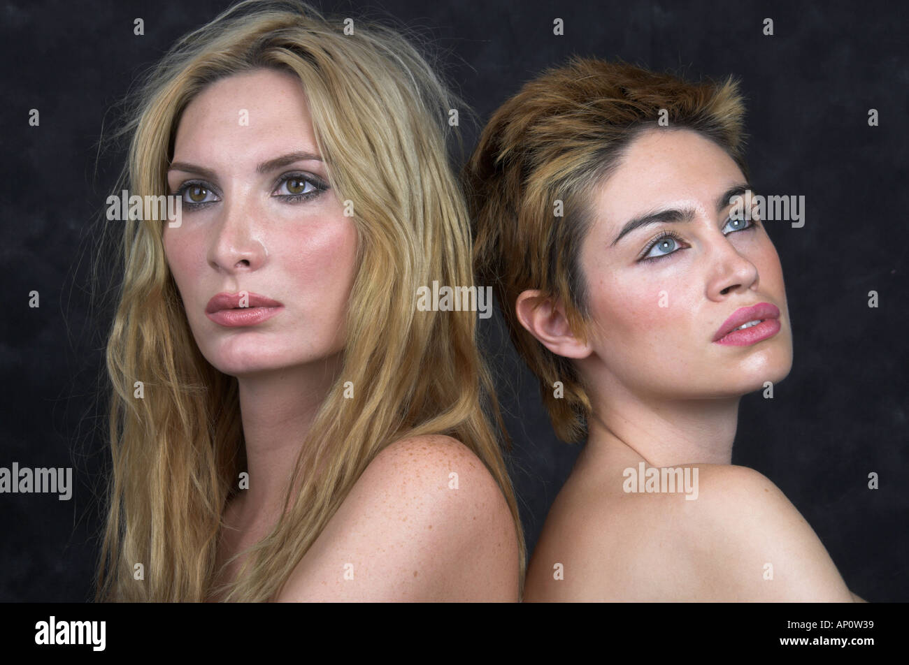 Portrait of Two Young Women Stock Photo