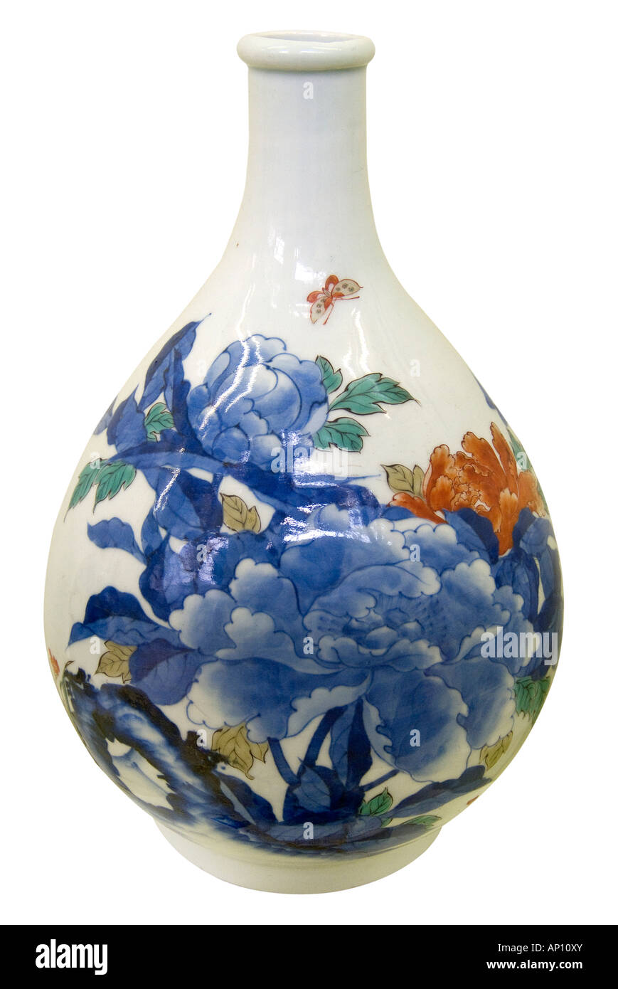 edo period enamel 1600 1868 porcelain japan kano style kutani vase Stock Photo
