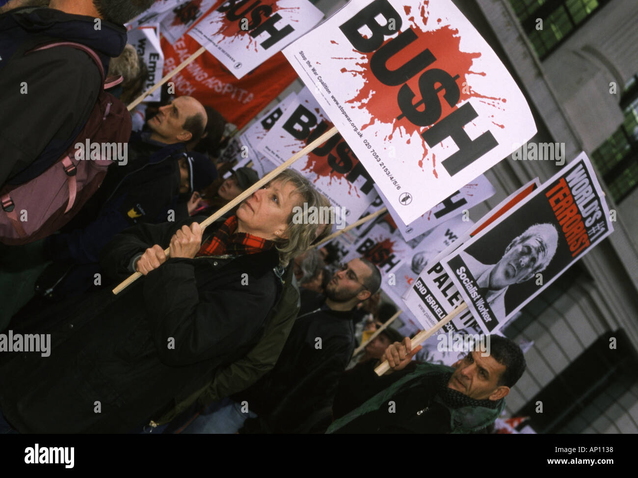 Demonstration against the visit of US President George Bush to Britain Stock Photo