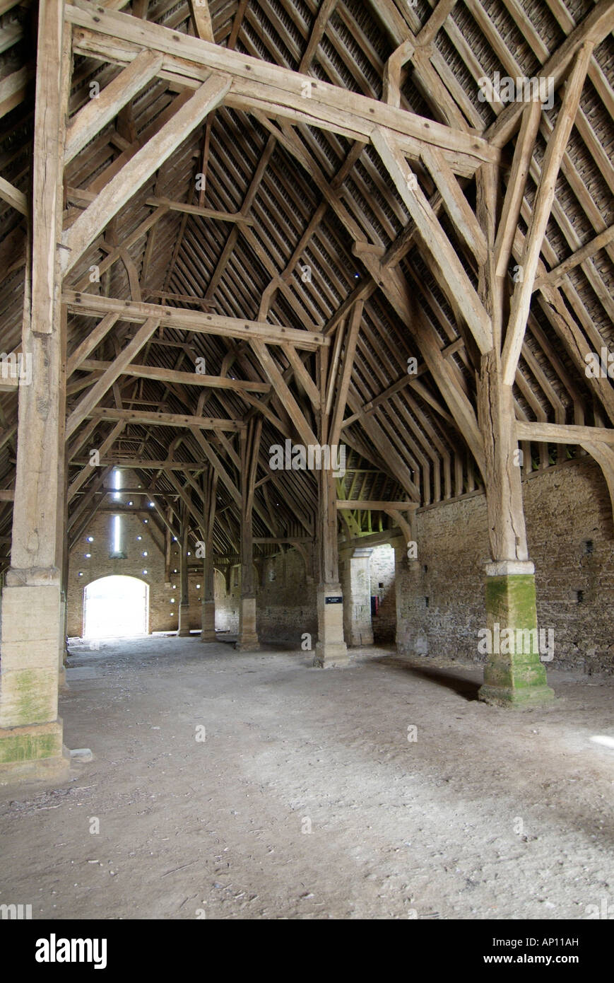 Great Coxwell monastic medieval Tithe Barn 13th century Oxfordshire cotswold Interior Buscot Coleshill Estate  UK Stock Photo