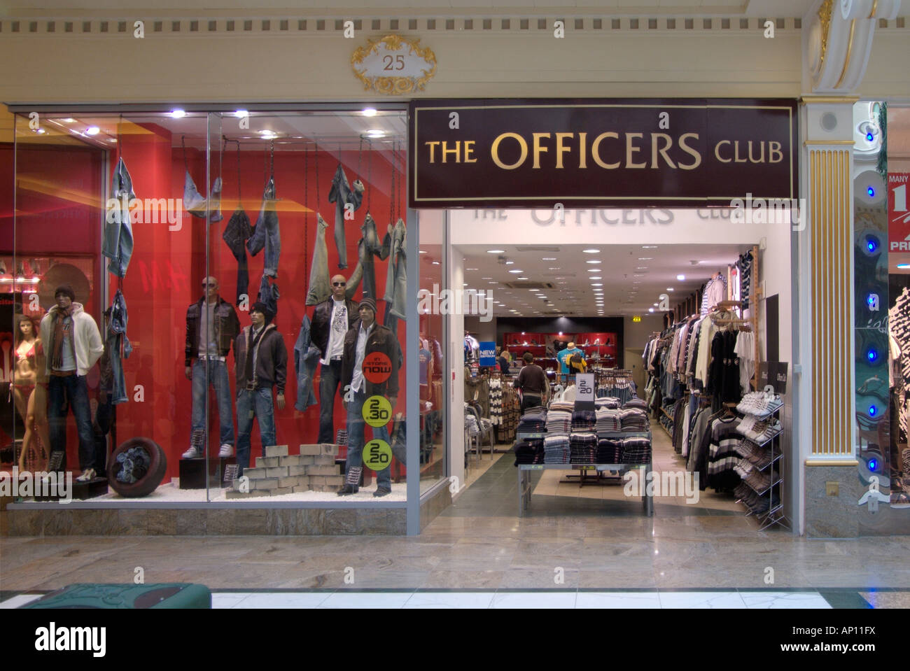 the officers club men gent clothing man male jacket coat trousers shirt modern trendy sale trafford centre Manchester display ma Stock Photo