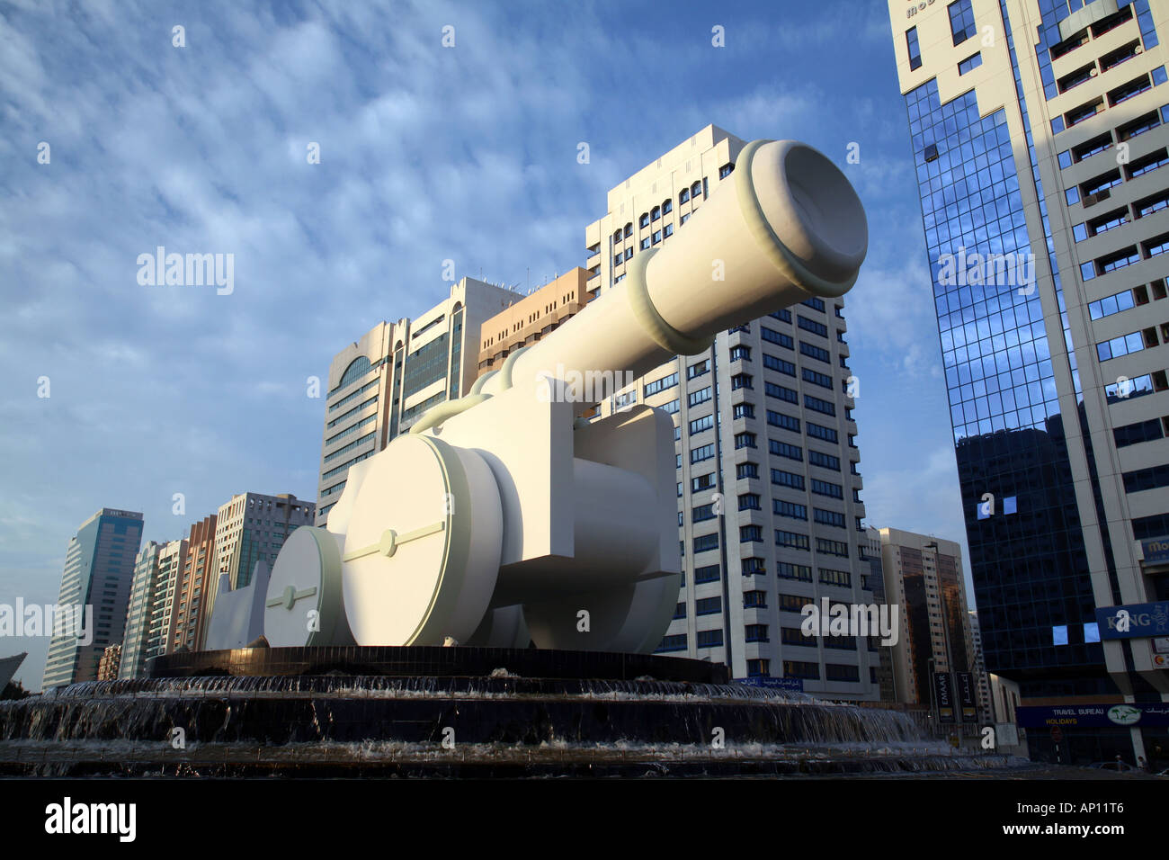 Cannon Monument in Al-Ittihad Square, Abu Dhabi, UAE Stock Photo