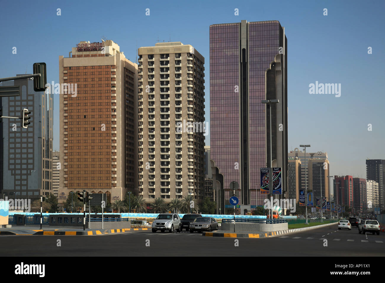 Modern skyscrapers, Abu Dhabi city, United Arab Emirates Stock Photo