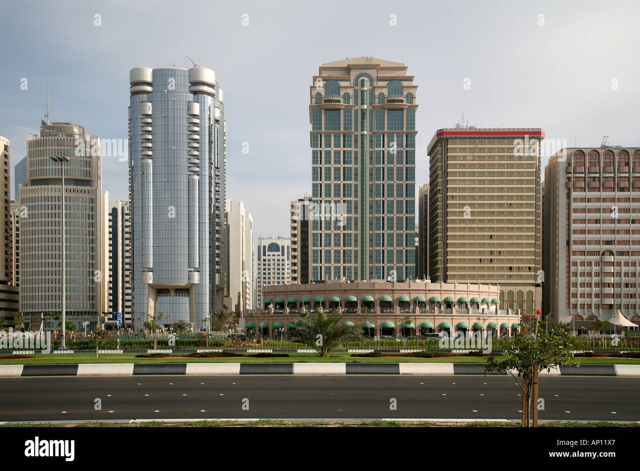 Modern skyscrapers, Abu Dhabi city, United Arab Emirates Stock Photo