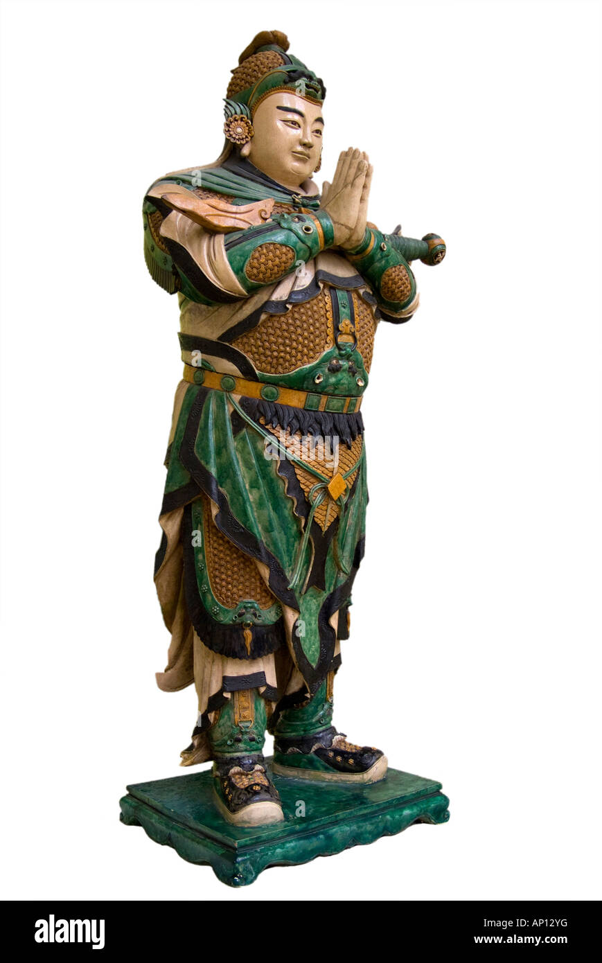 wei t'o earthenware figure China Warrior Samurai soldier military man life size museum piece pottery figurines relic sculpture s Stock Photo
