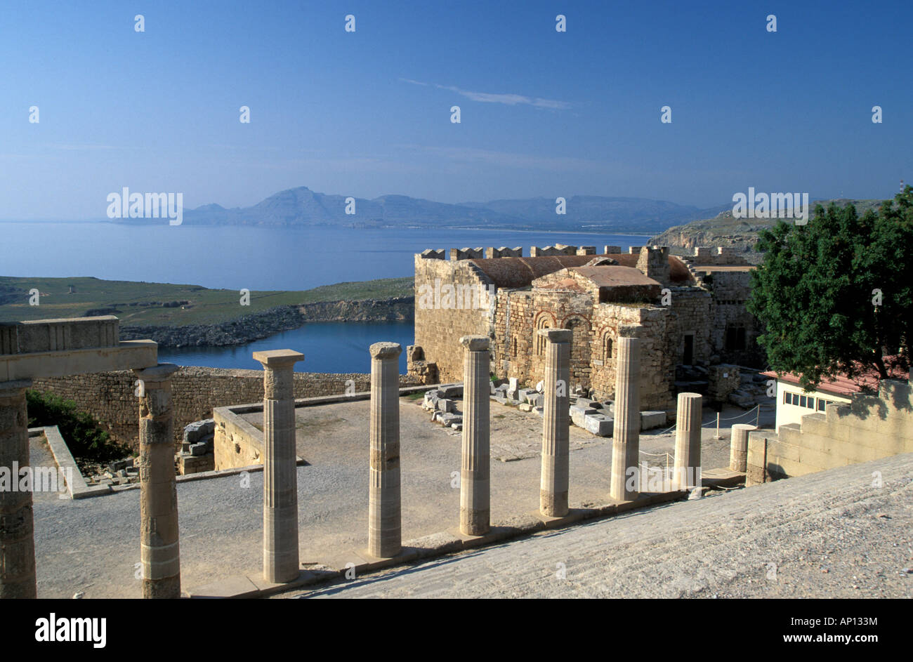 Lindos Akropolis, Dodekanes, Rhodos, Greece Stock Photo