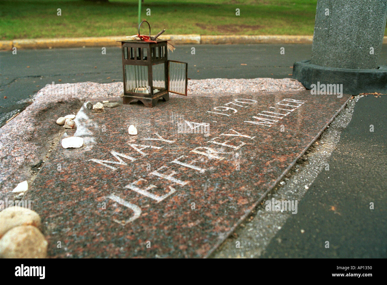 Memorial of student killed during Vietnam protests Kent State University Ohio 1970 Stock Photo