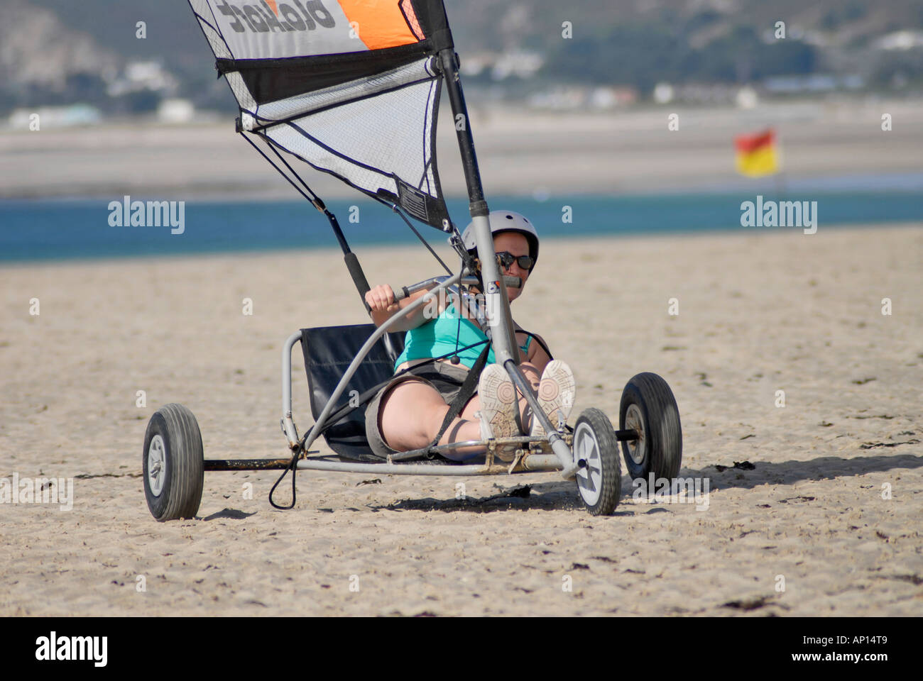 Blokarting on St Ouens beach in Jersey Stock Photo - Alamy