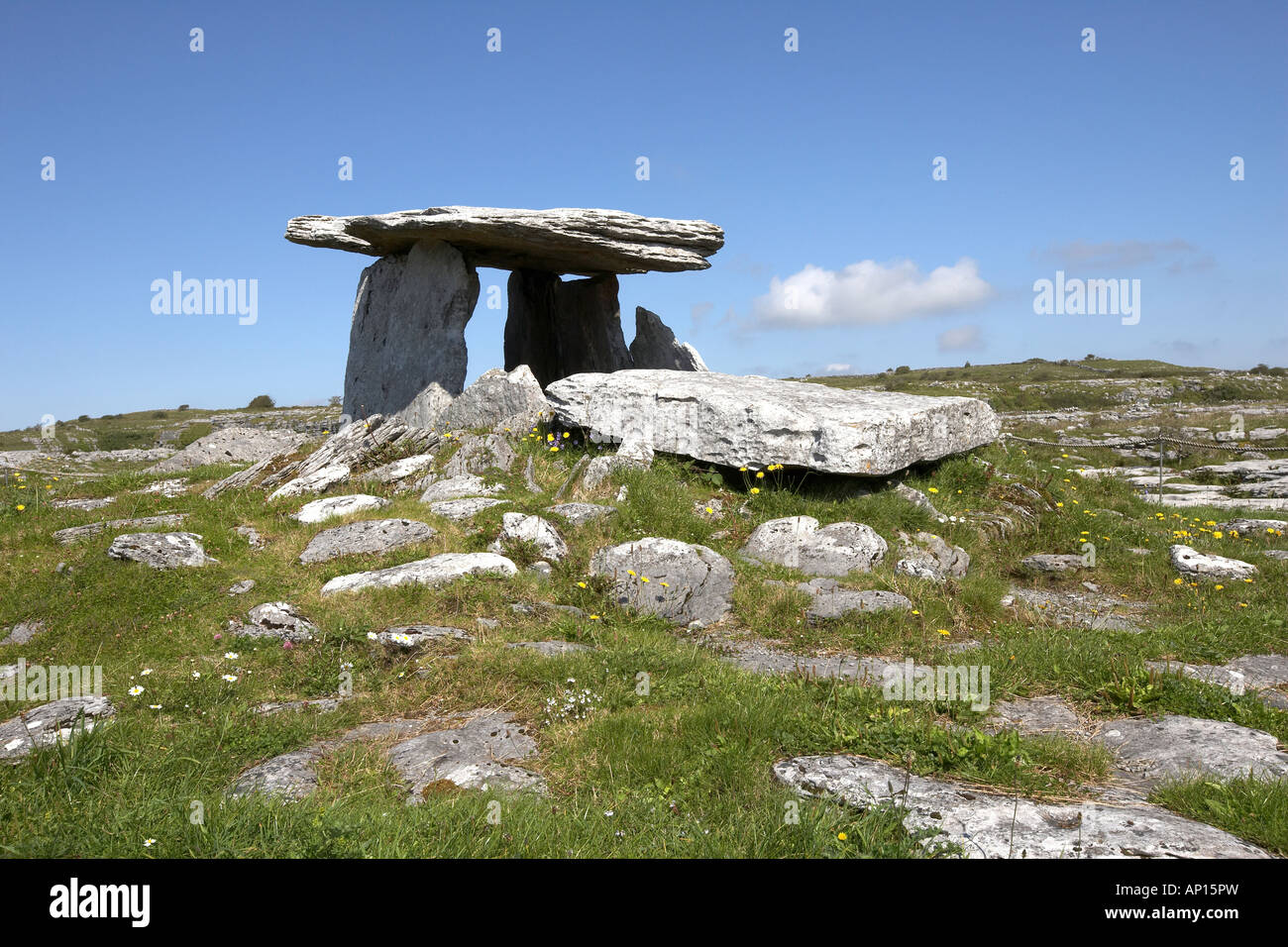Poulnabrone dolmen or portal tomb the Burren west Ireland Dating back to the neolithic period probably between 4200 BC and 290bc Stock Photo