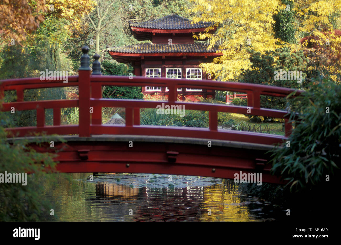Japanese Garden, Leverkusen, North RhineWestfalia, Germany Stock Photo