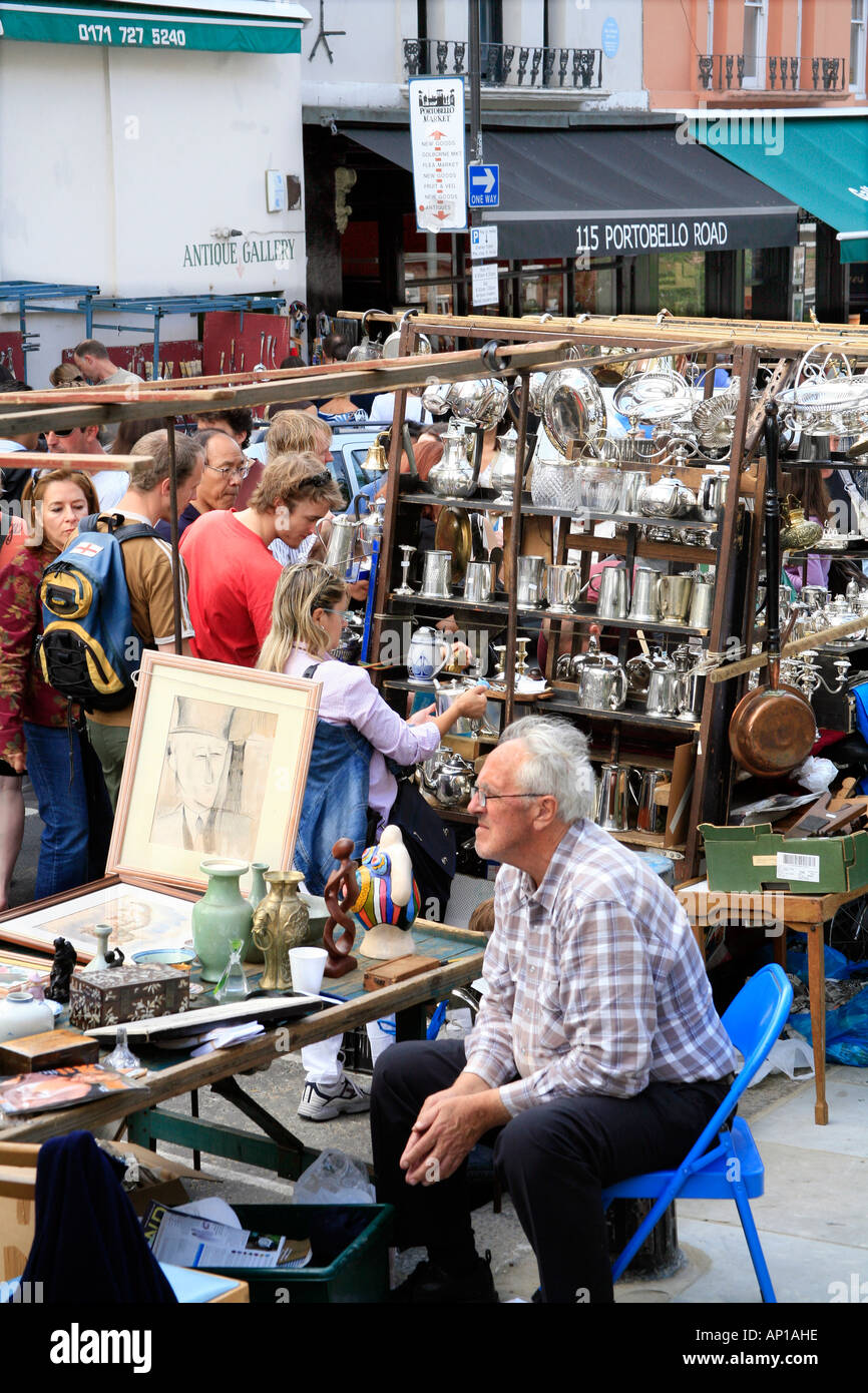 Shopping in the Portobello Road Market in London Stock Photo Alamy