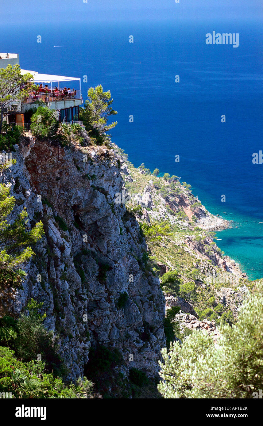 Restaurant, Mirador de Ricardo Roca, Estellencs, Majorca, Spain Stock