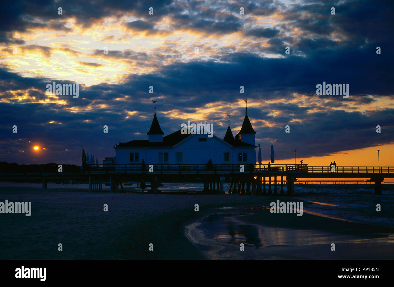 Pier, Ahlbeck, Usedom Island, Mecklenburg-Western Pomerania, Germany, Europe Stock Photo