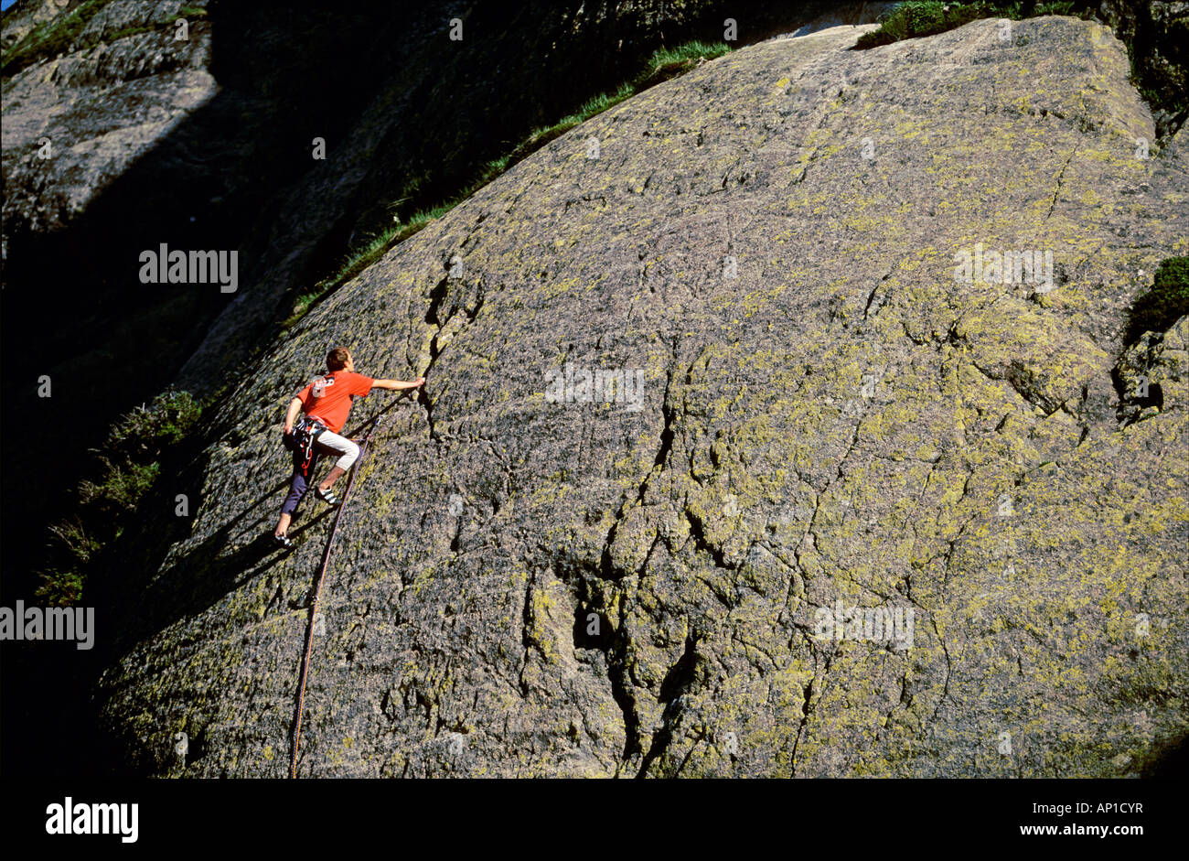 Freeclimbing at the Sustenpass, Bernese Oberland, Switzerland, Europe, MR Stock Photo