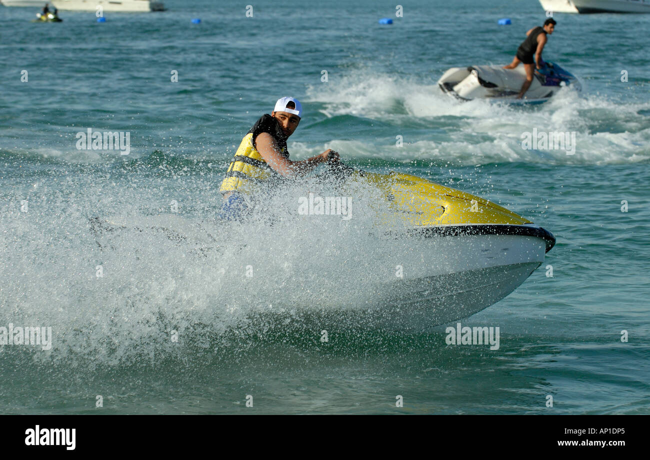 Jet ski action in Arabian Gulf Kuwait Stock Photo