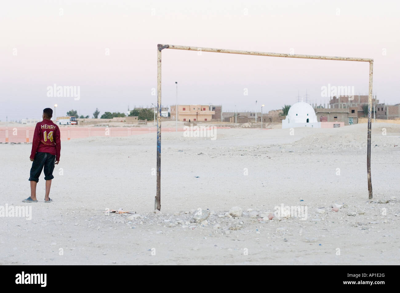 Man playing football, Goal keeper, Luxor, Egypt Stock Photo Alamy
