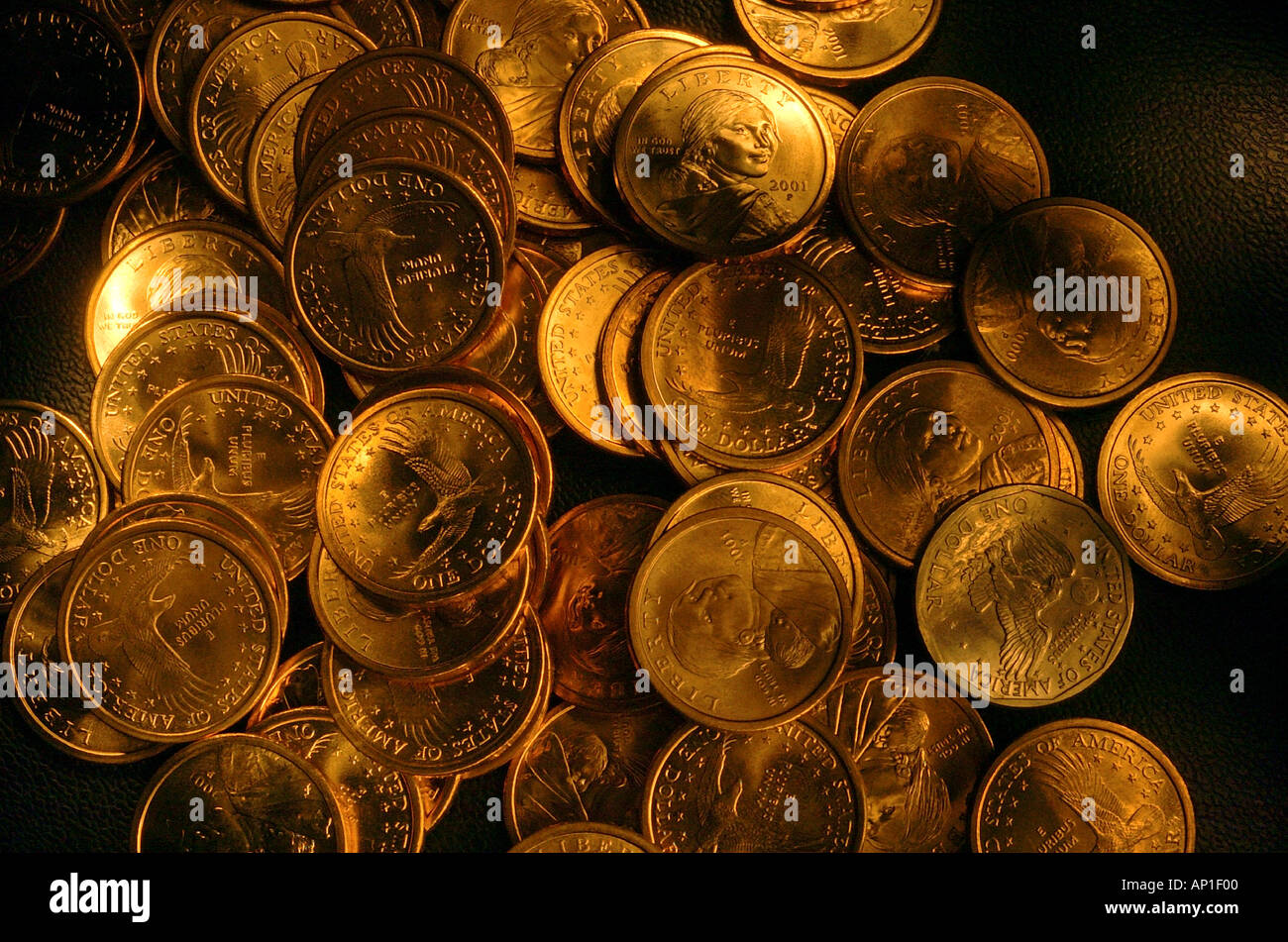 American Gold coins one dollar Stock Photo Alamy