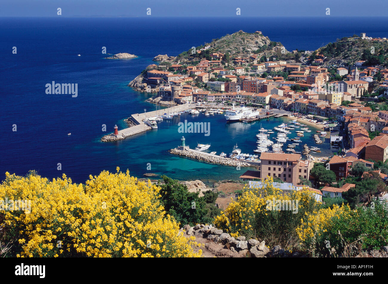 Harbour, Giglio Porto, Isola del Giglio, Tuscany, Italy Stock Photo