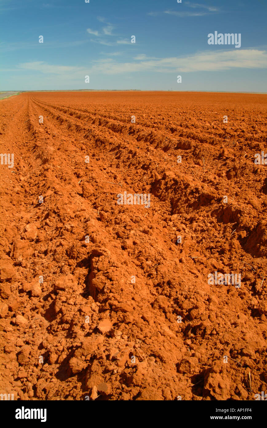 West Texas plowed cotton field Stock Photo Alamy