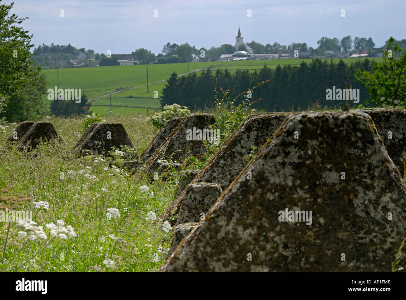 Detail of World War II Siegfried line in the countryside south of Monschau Germany Stock Photo
