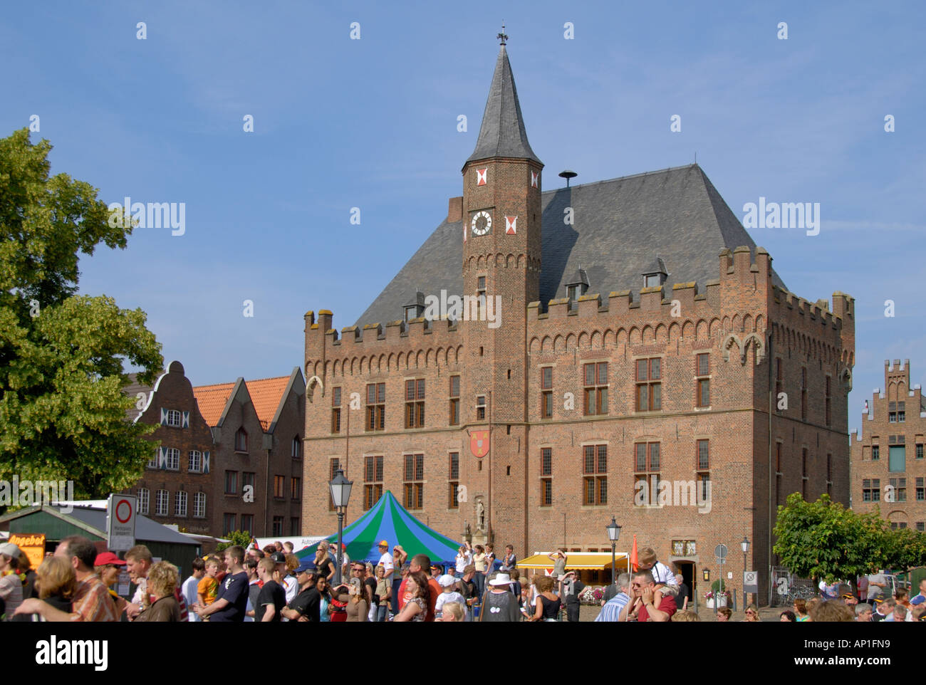 Local festival in front of the historic town hall Kalkar Germany Stock Photo