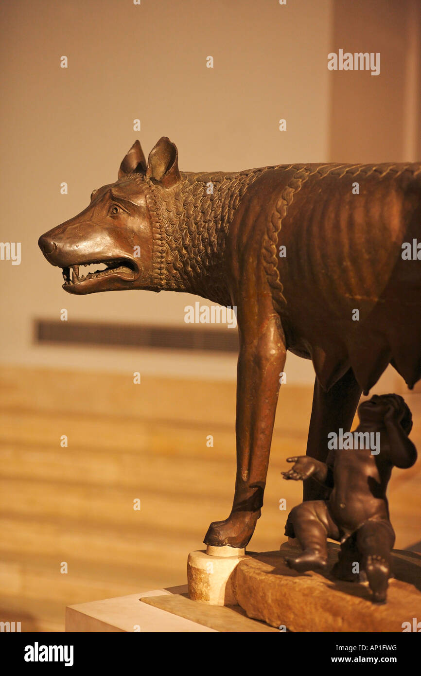 Capitoline Shewolf bronze statue, Conservators' Apartment, Capitoline museum, Rome, Italy Stock