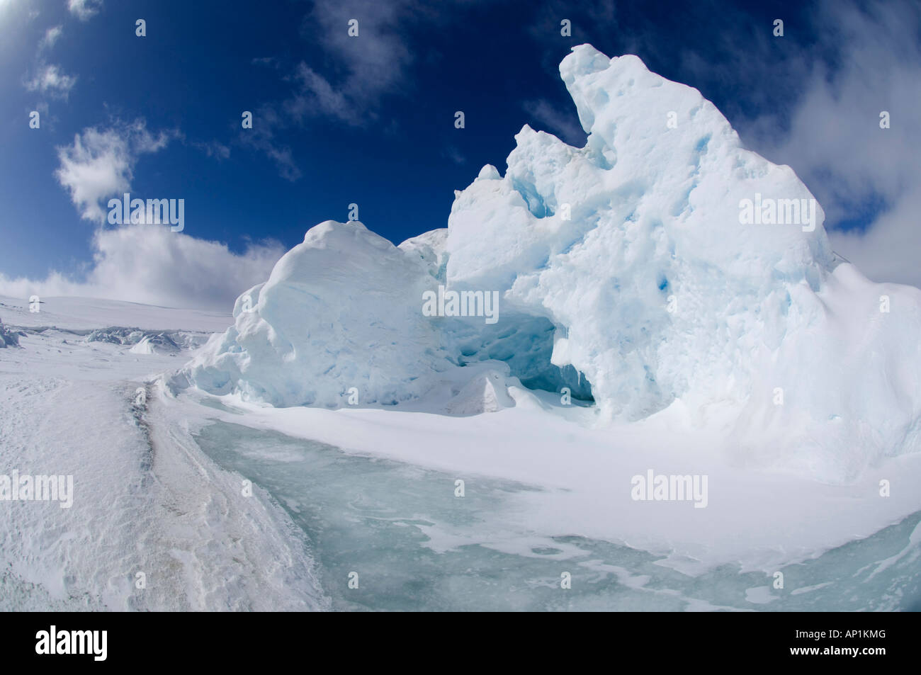 Iceberg stuck fast in pack ice in Weddell Sea near Snow Hill Island ...