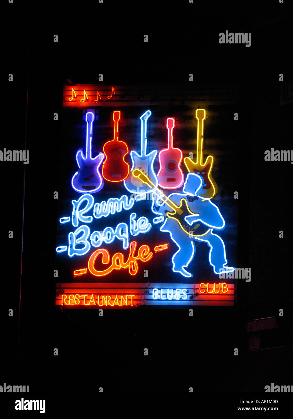 Rum Boogie Cafe blues club restaurant illuminated sign Beale Street