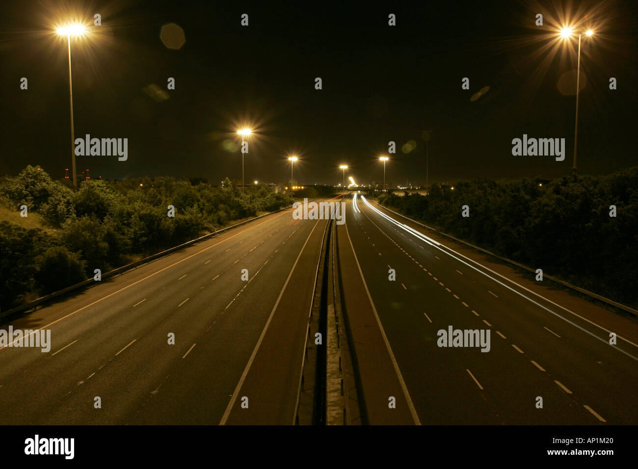 M2 motorway Belfast with traffic light trails at night Stock Photo - Alamy