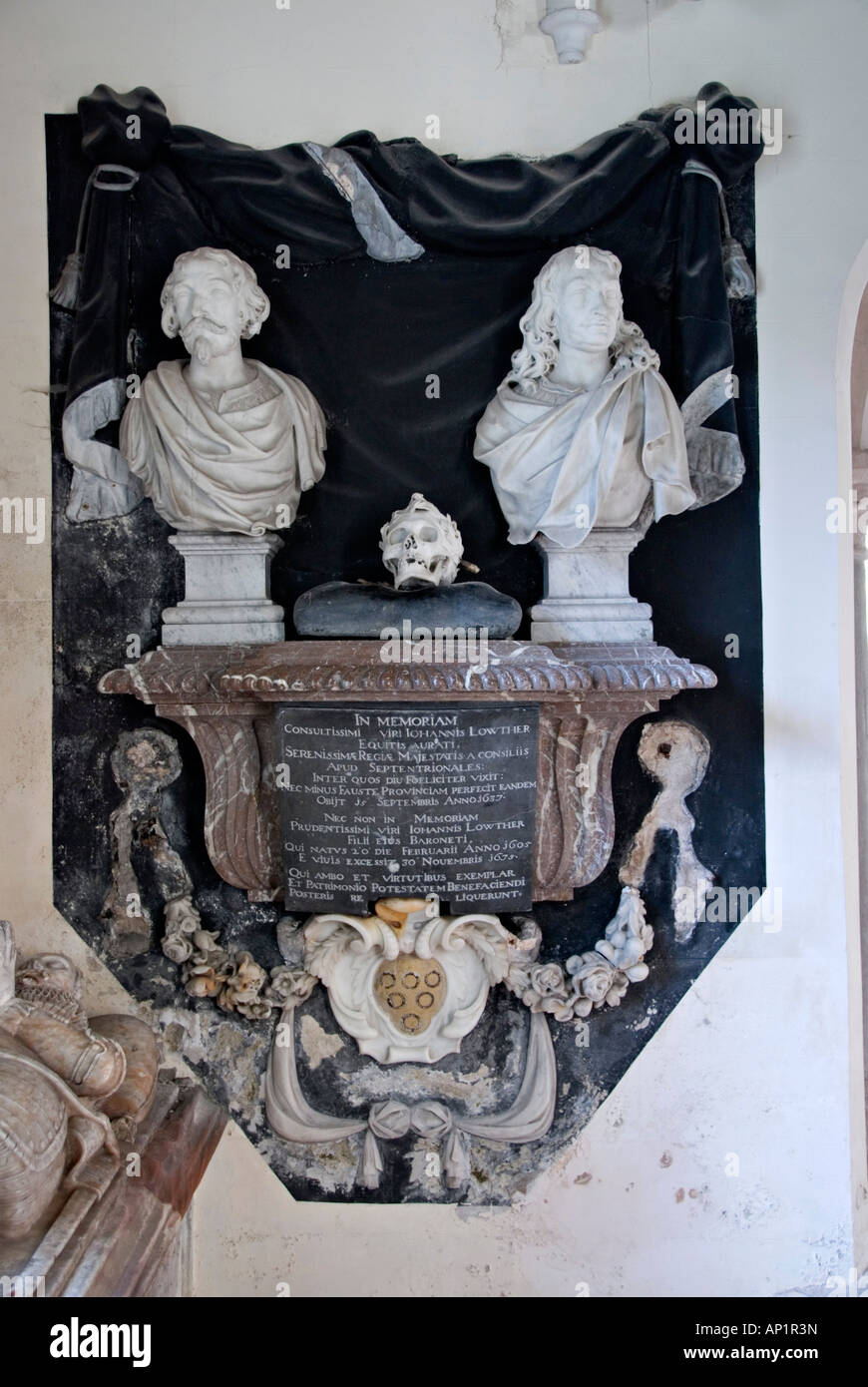 Lowther Castle, Cumbria, UK. St Michael's Church, 1686. Monument to Sir C Lowther and Sir J Lowther 17c Stock Photo