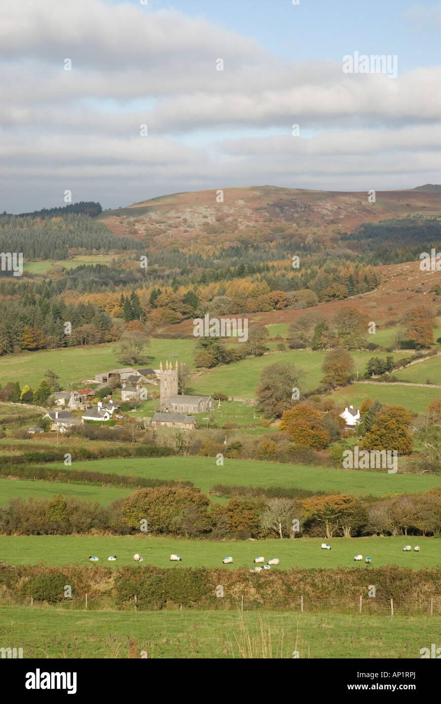 Sheepstor Village on edge of Dartmoor WAR HORSE was filmed here Stock