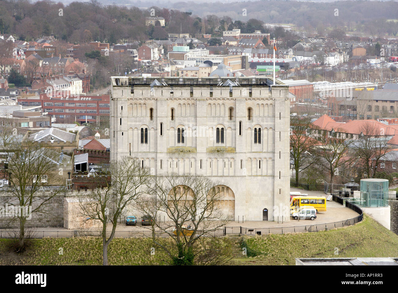 Aerial View Of Norwich Castle Norwich Norfolk Uk Stock Photo Alamy