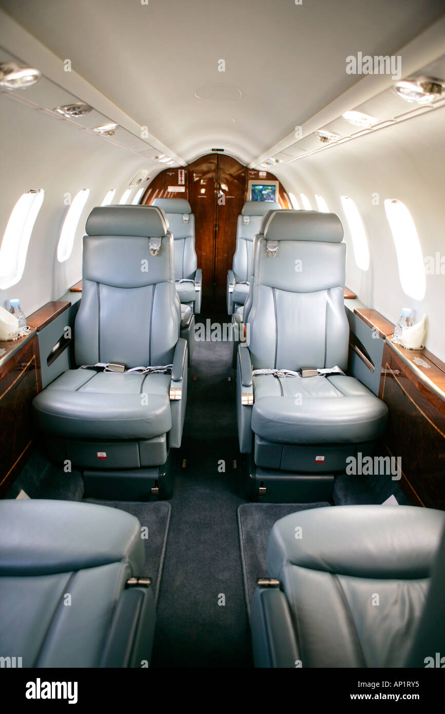 Interior Of Bombadier Learjet 40 Lear Jet Stock Photo