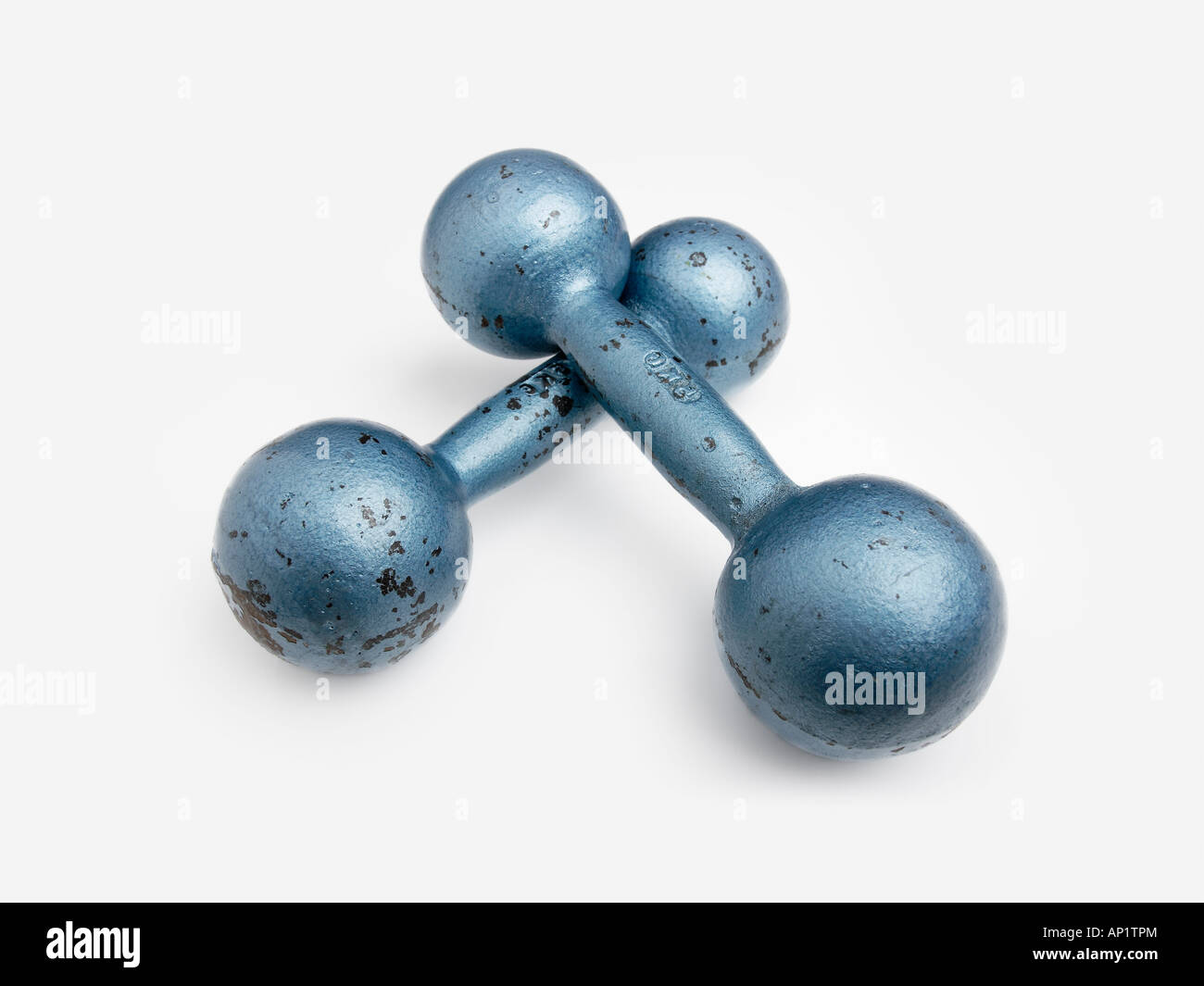 Two iron hand weights cut out Stock Photo - Alamy