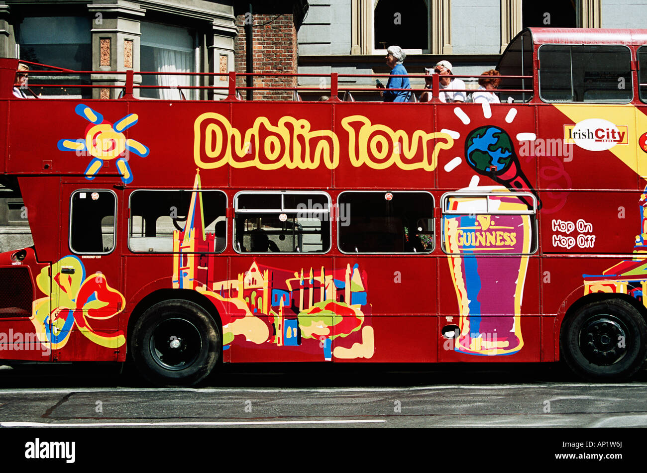 Tourist bus waiting in a street, Dublin, Southern Ireland Stock Photo