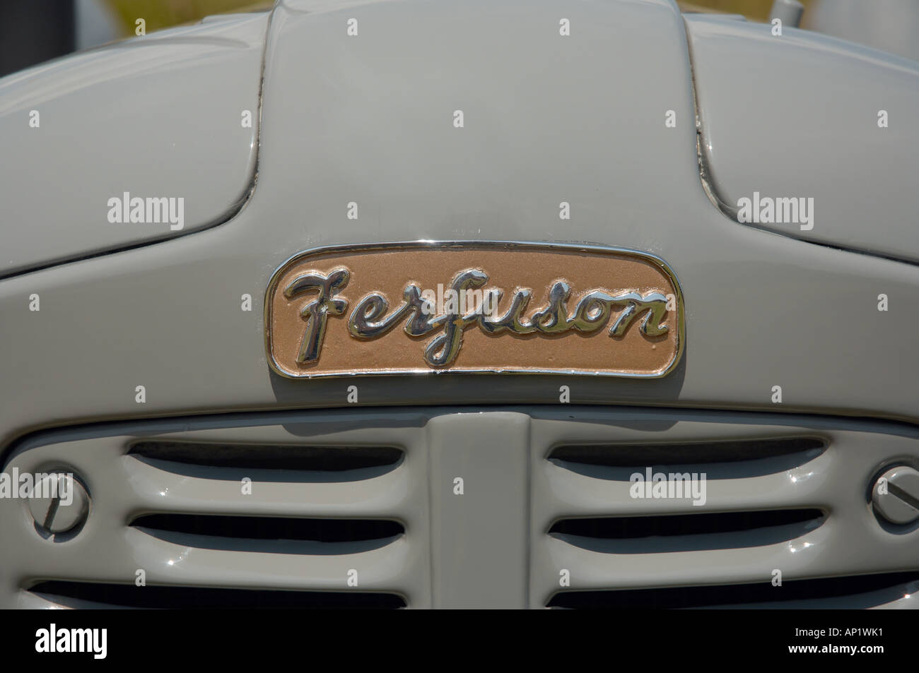 tractor badge on a old tractor Stock Photo