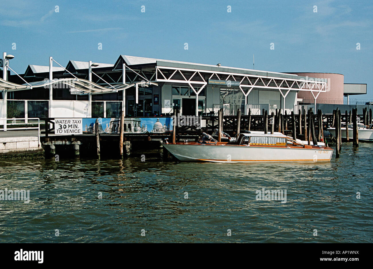 Water taxi at Marco Polo Airport, Venice, Italy Stock Photo - Alamy