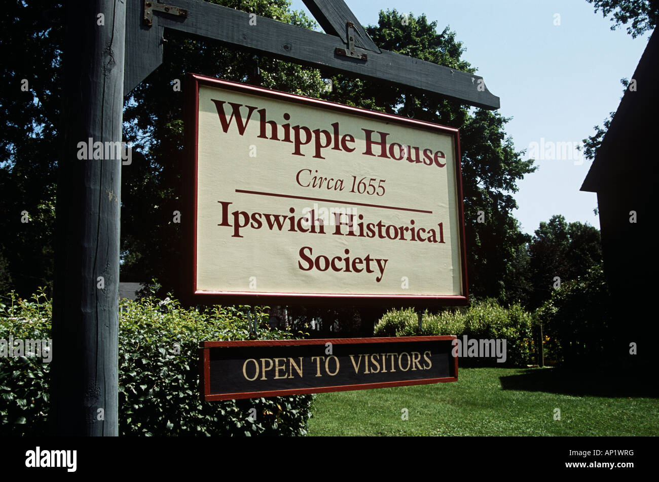 John Whipple House sign, house built circa 1655, Ipswich, Massachusetts