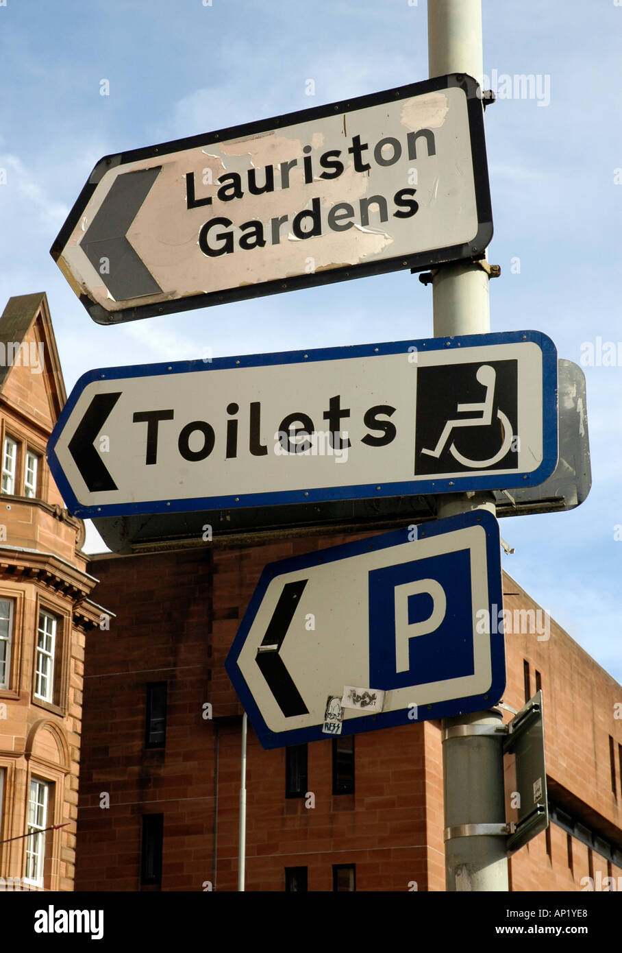 Scotland toilets lauriston gardens parking sign disabled toilets hires stock photography and