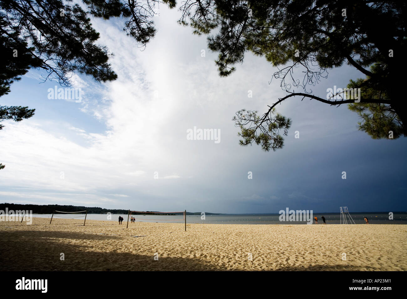 Beautiful lake beach close to Biscarrosse, Aquitaine, France Stock Photo