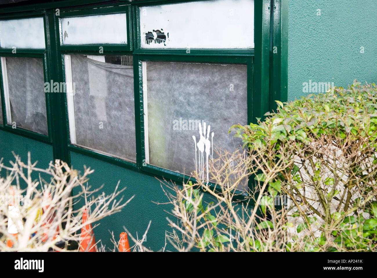 Hand print on window Stock Photo Alamy