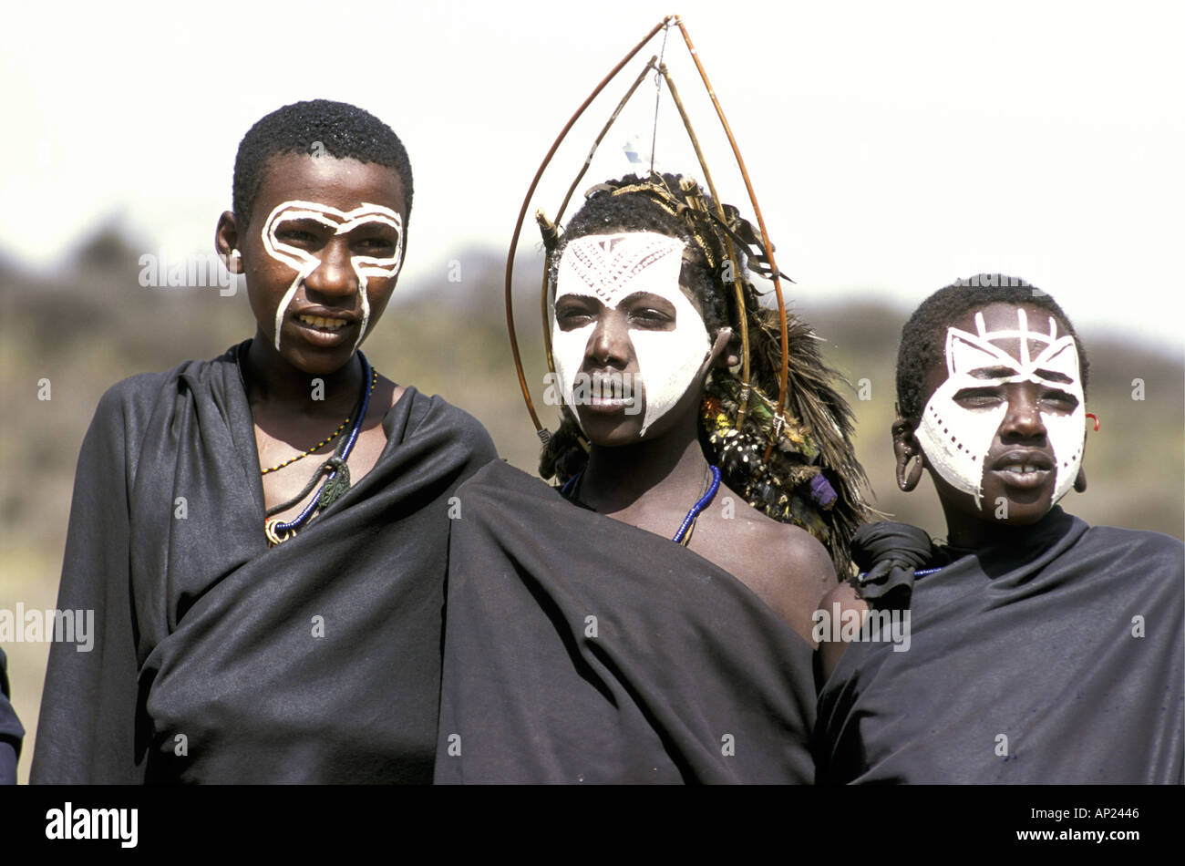 Maasai circumcised youths Stock Photo